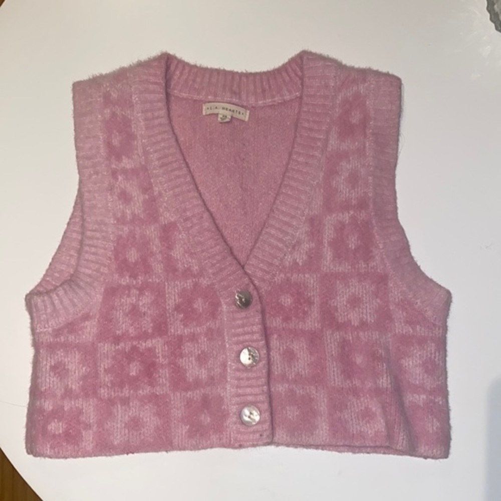 Pacsun LA Hearts Cropped Jacquard Floral Sweater Vest